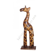 Wooden Giraffe On Base Burnt Motif 40 cm