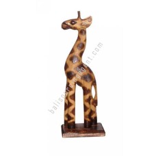Wooden Giraffe On Base Burnt Motif 30 cm