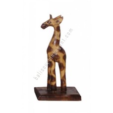 Wooden Giraffe On Base Burnt Motif 20 cm