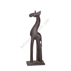 Carved Giraffe Black Antique 50 cm