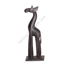 Carved Giraffe Black Antique 40 cm