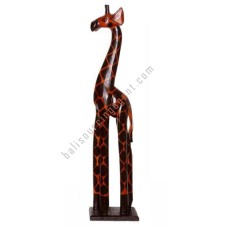 Wooden Giraffe Black Maroon On Base 80 cm