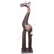 Wooden Giraffe Black With Rope On Base 40 cm