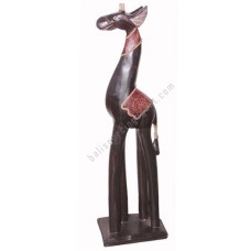 Wooden Giraffe Black With Rope On Base 30 cm