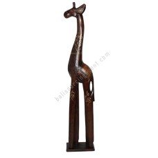 Wooden Giraffe Brown Gold Painting On Base 60 cm