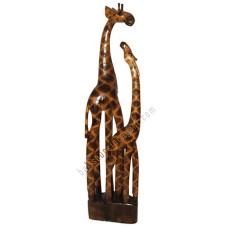 Wooden Giraffe Family Brown Burnt 200 cm