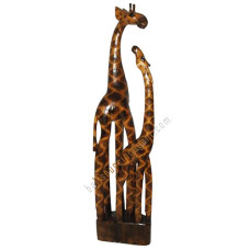 Carved Giraffe Family Brown Burnt 200 cm