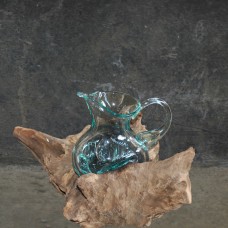 Flower Vase Melted Glass On Driftwood 20 cm