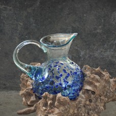 Molten Glass Vase Blue Dots On Driftwood 30 cm