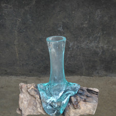 Molten Glass Flower Vase Driftwood 20 cm