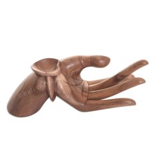 Natural Wooden Hand With Heart Ring Holder 25 cm