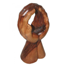 Wood Standing Double Hand Sculpture 24 cm