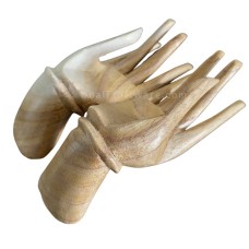 Wooden Natural Pair Of Hands Ring Holder 15 cm