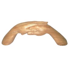Wood Carved Natural Two Hands Crossed 36 cm