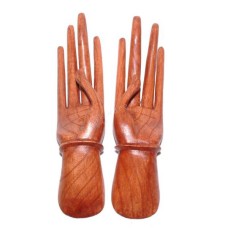 Brown Wooden Pair Of Hands Ring Holder 25 cm