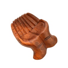 Brown Wooden Offering Cupped Hand Bowl 14 cm