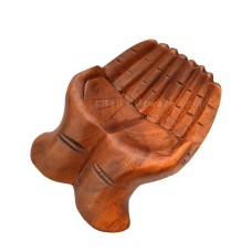 Wooden Carved Brown Cupped Hand Bowl 18 cm