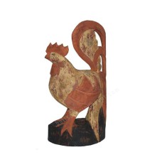 Wooden Antique Red Brown Rooster 35 cm
