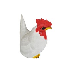 Wooden White Red Chicken 20 cm