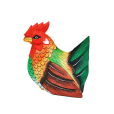 Wood Green Brown Red Chicken 20 cm