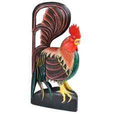 Wooden Red Black Green Rooster 100 cm