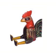 Wooden Red Black Green Sitting Cock 20 cm
