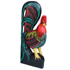 Wooden Rooster Red Black Green 100 cm