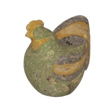 Wooden Green Yellow Grey Washed Chicken 22 cm