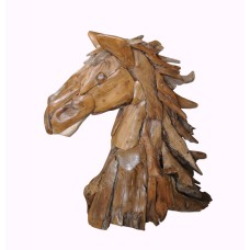 Reclaimed Teak Horse Head Natural Brown 70 cm