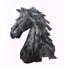 Reclaimed Teak Horse Head Black Wash 70 cm