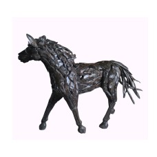 Reclaimed Teak Walking Horse Antique Black 210 cm