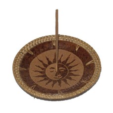 Round Terracotta Incense Holder Sun Motif 12 cm