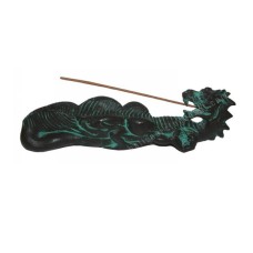 Resin Black Green Dragon Incense Holder 29 cm