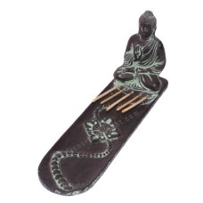 Resin Buddha Black Green Incense Holder 29 cm