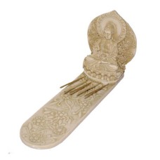 Resin Bone Color Buddha Lotus Incense Holder 28 cm
