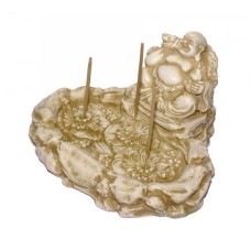 Resin Bone Color Laughed Buddha Incense Holder 10 cm