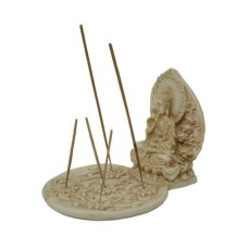 Resin Bone Color Buddha Lotus Incense Holder 15 cm