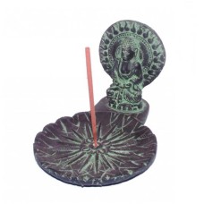 Resin Black Green Sitting Buddha Incense Holder 9 cm