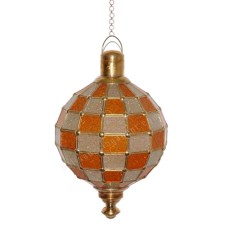 Hanging Ball Lamp Orange Clear Glass 50 cm