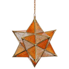 Lamp Clear Orange Glass Star Shape 40 cm
