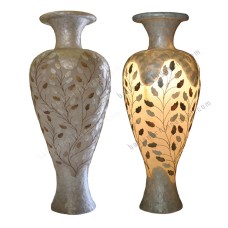 Vase Shape Floor Lamp White Capiz Shells 150 cm