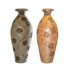 Vase Shape Floor Lamp Capiz Flower Motif 80 cm