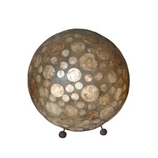Round Table Lamp White Gold Capiz Shell 50 cm
