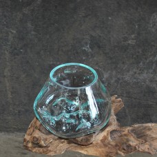 Fish Bowl Molten Glass On Driftwood 15 cm