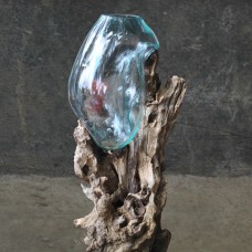 Fish Bowl Molten Glass On Driftwood 90 cm