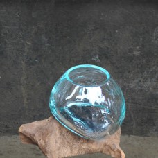 Fish Bowl Molten Glass On Driftwood 10 cm