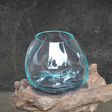 Molten Glass Fish Bowl On Driftwood 25 cm