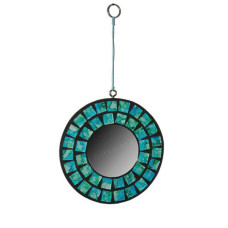 Mosaic Glass Mirror Turquoise 10 cm