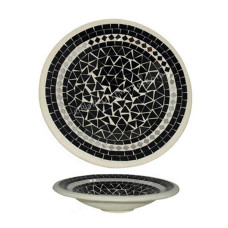 Plate Mosaic Glass Black White 40 cm