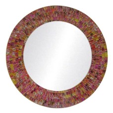 Mosaic Round Mirror Rainbow Purple Yellow 60 cm